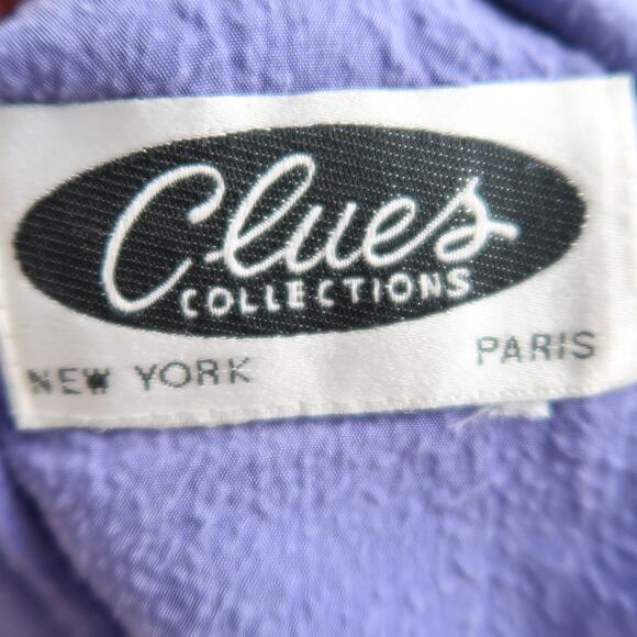 Vintage 80s Clues Periwinkle Blue Silk Button Down Blouse Top L - Picture 5 of 5